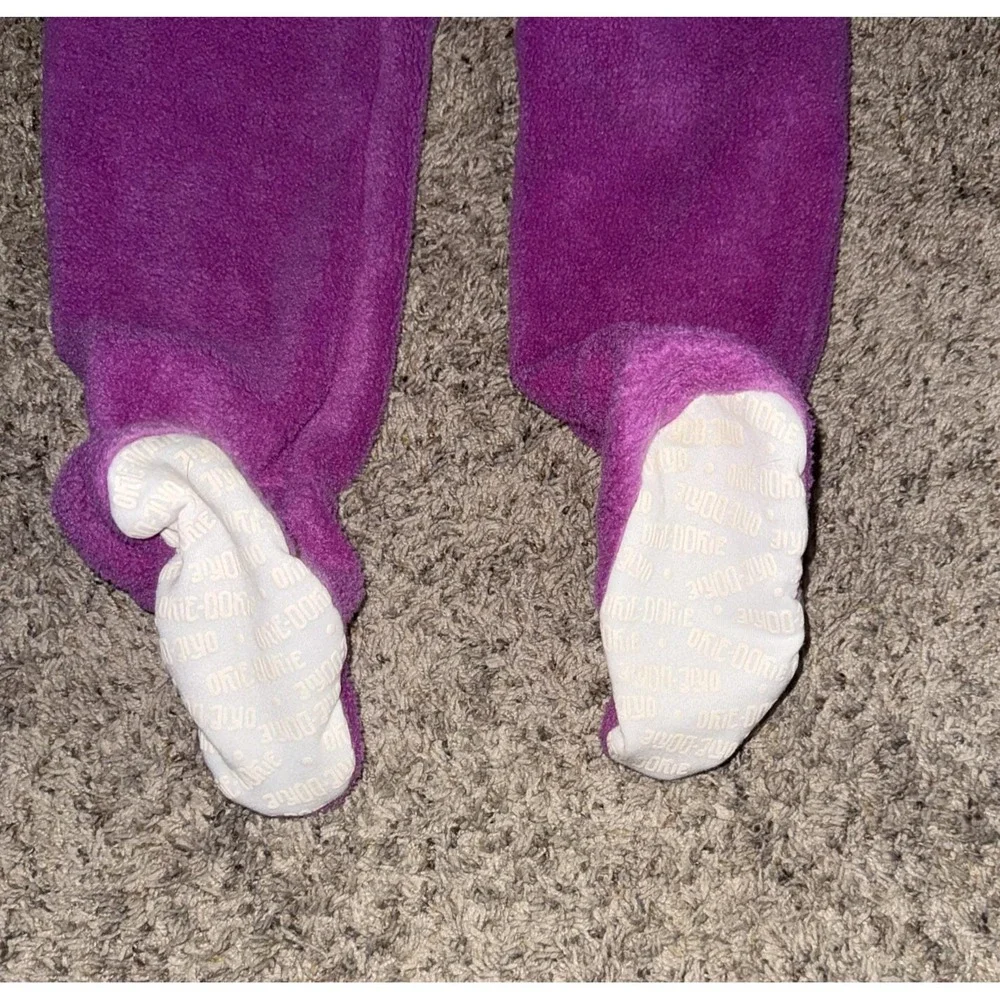 Vintage Y2K Okie Dokie Purple Fleece Sleeper Footie 4T‎ JCPenney Deer Butterfly